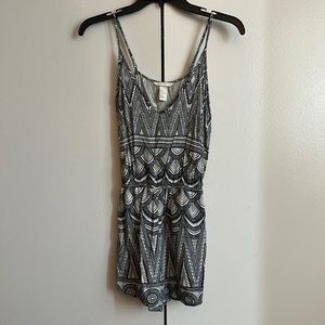 Navy Blue & White Romper with Pockets